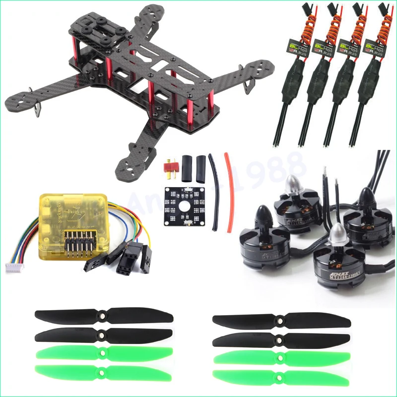 Углеродное волокно ZMR250 C250 Квадрокоптер и 2204 2300kv двигатель Emax BLHeli 12A Esc CC3D EVO