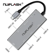 Nuiflash usb-хаб USB C к HDMI RJ45 Thunderbolt 3 адаптер для MacBook samsung Galaxy S10 huawei mate P20 Pro type C USB 3,0 концентратор