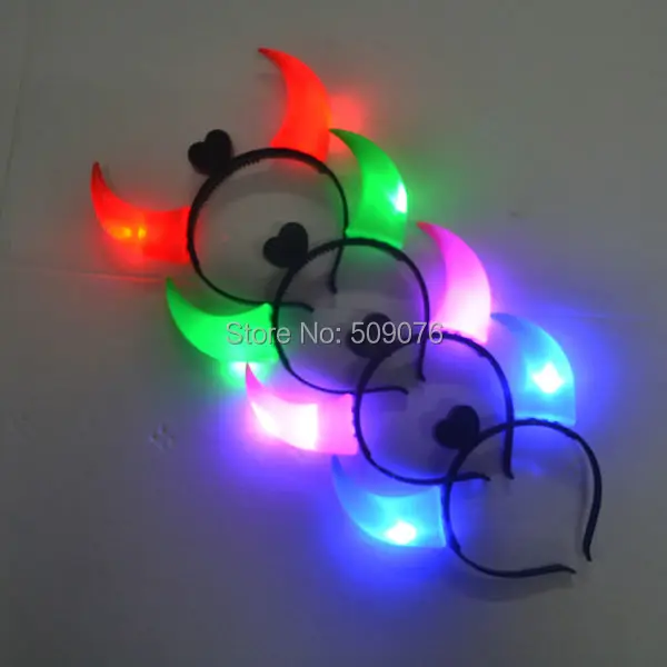 

Free shipping 2pcs/lot Fashion LED Devil Horns Light Up Headband Flashing Horns Halloween & Xmas Party