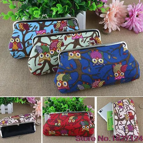 

2015 Popular Style Cartoon Coin MonePurse money Bag Case Wallet Keys Card Pouch Owl Branch Pattern Hasp BVMB