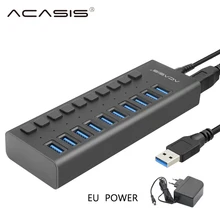 Usb-хаб Зарядное устройство 10 Порты USB 3,0/USB C Hub10 Порты мульти разъемом 12 V/4A быстро Зарядное устройство по стандартам ЕС/США Мощность адаптер для Macbook Pro PC