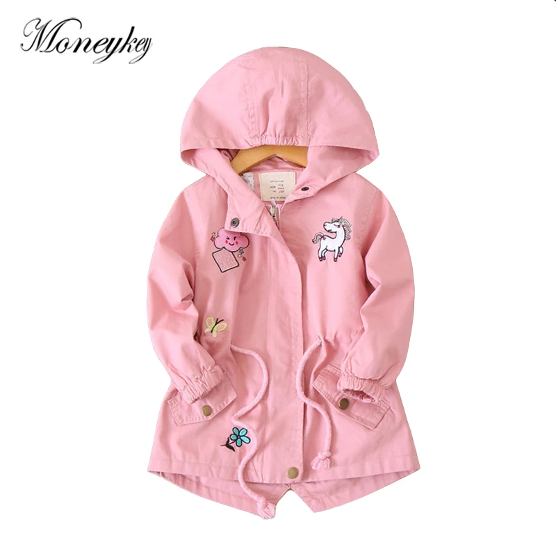 Design da Marca Blusão para Meninas Cabolsas com Capuz Bordado Unicórnio Animal Patchwork Bebê Menina Jaquetas Outono Crianças Outerwear