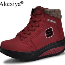 Akexiya, зимние женские кроссовки с мехом, увеличивающие рост, водонепроницаемая обувь для бега, уличная теплая плюшевая спортивная обувь для девочек