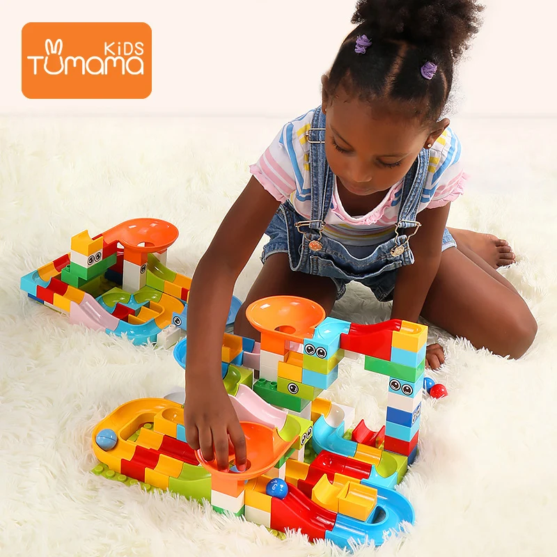 

Tumama 52pcs Marble Race Run Maze Ball Track Building Blocks Funnel Bricks Compatible LegoING Duploed Toys For Kid