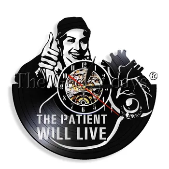 

1Piece The Patient Will Live LED Wall Sign Lighting Vinyl Record Clock Nurse Quote Wall Art Gift Hospital Night Light