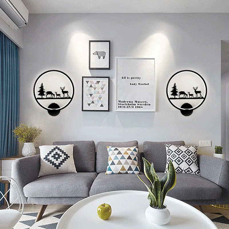 

Modern led wall lamp art aisle staircase simple personality art bed head background wall living room lamp home