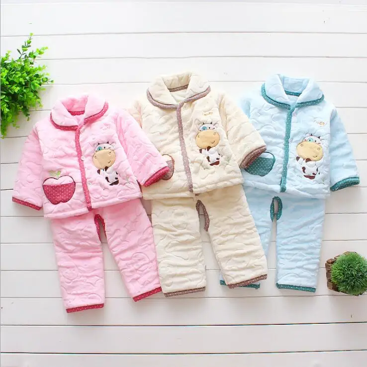 Baby warm Girl Clothes Autumn Winter Flannel Baby Clothes Sets Infant