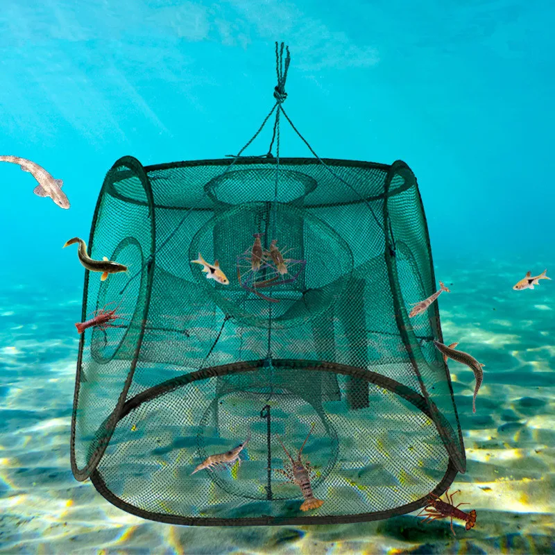 2pcs Folded Portable Hexagon 16,21 Hole Automatic Fishing Shrimp Trap