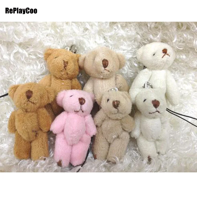 

100pcs/lot Kawaii Small Joint Teddy Bears Stuffed Plush With Chain 6CM Toy Teddy-Bear Mini Bear Ted Bears Plush Toys Gifts 032