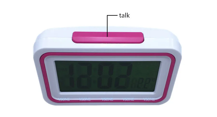 Despertador falante espanhol com termômetro, retroiluminado, cego ou baixa visão