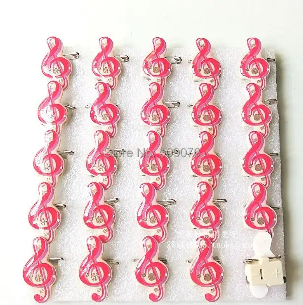

Free shipping 200pcs/lot Cartoon music note LED Flashing Light Up Badge/Brooch Pins for Christmas Gifts party favors