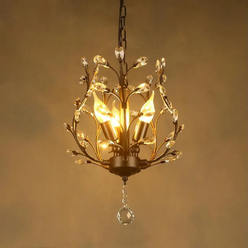 American chandelier retro country wrought iron crystal lamp bronze led balcony aisle corridor entrance crystal lamp fixture American chandelier retro country wrought iron crystal lamp bronze led balcony aisle corridor entrance crystal lamp fixture