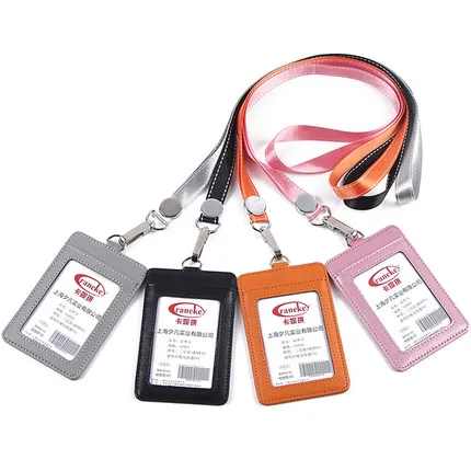 

1Pcs High Quality Genuine Leather Work Name Card Holders Business Work Card ID Badge Lanyard Holder Hot Sale ID Business Case