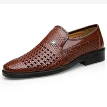 Высокого качества из натуральной кожи, Для мужчин, деловые туфли строгого стиля летние сандалии Модные дышащие Для мужчин женской обуви, большой Размеры 44
