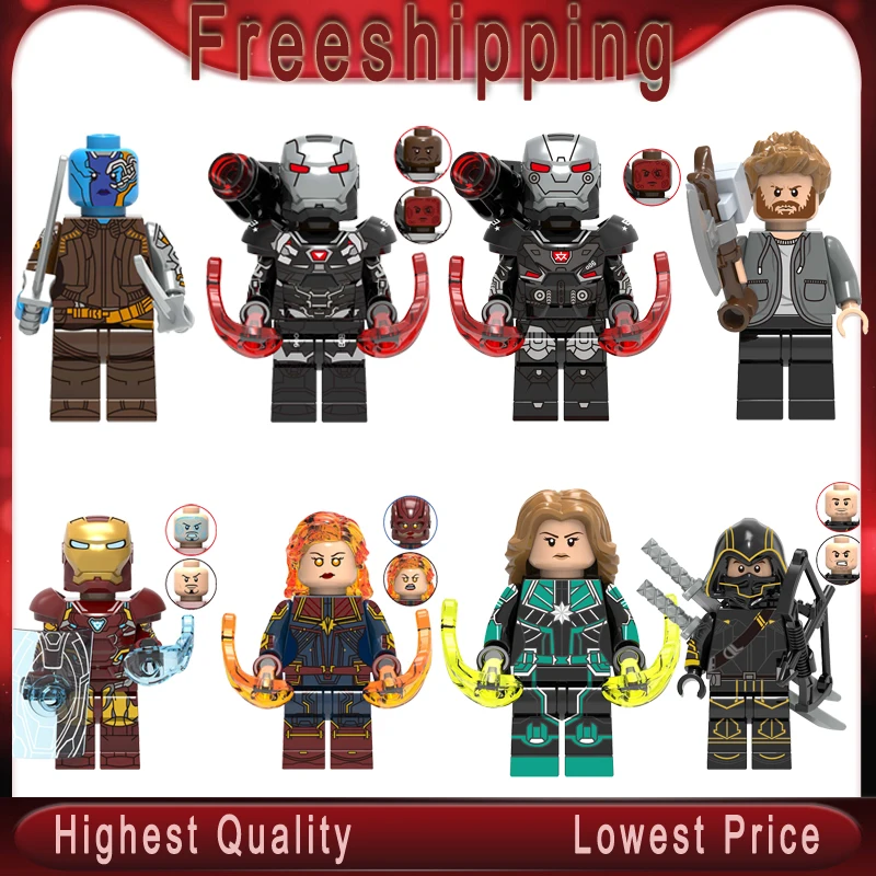 

Avengers 4 Minifigured Iron Man Nebula Thor War Machine Captain Marvel Hawkeye End game Building Blocks Toys for Children X0258