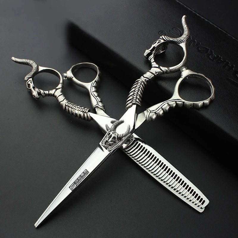 

Professional Hair Scissors for Hairdressing 5.5 Inch 6 Inch Japan 440c Hair Salon Retro Salon Cutting Clipper Thinning Scissors