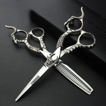 

Professional Hair Scissors for Hairdressing 5.5 Inch 6 Inch Japan 440c Hair Salon Retro Salon Cutting Clipper Thinning Scissors