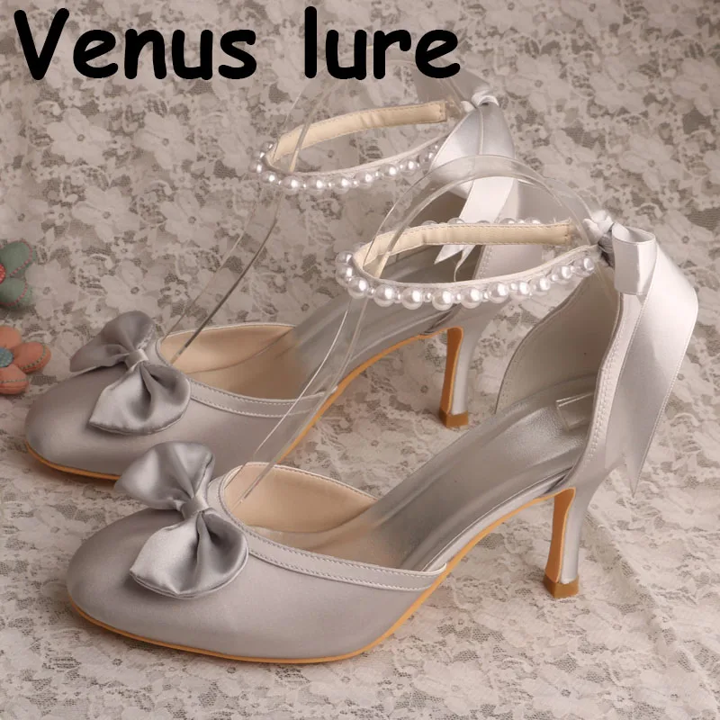 gray satin heels