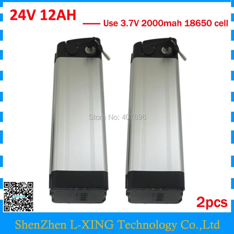 

2PCS 24V Electric bike battery 350W 24 V 12AH Silver fish battery 15A BMS with 2A Charger Bottom discharge Free customs fee
