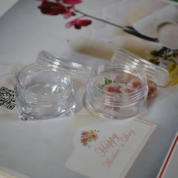 

50pcs Empty Plastic Jar Glitters Box Square Round Bottom Clear Box Cream Nail Art Cosmetics Container Sample Packaging Pots 10g