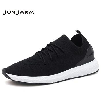 

JUNJARM Breathable Men Sneakers Men Casual Shoes Adult Black High Quality Comfortable Non-slip Soft Mesh Men Shoes 38-46