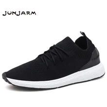 JUNJARM Breathable Men Sneakers Men Casual Shoes Adult Black High Quality Comfortable Non-slip Soft Mesh Men Shoes 38-46
