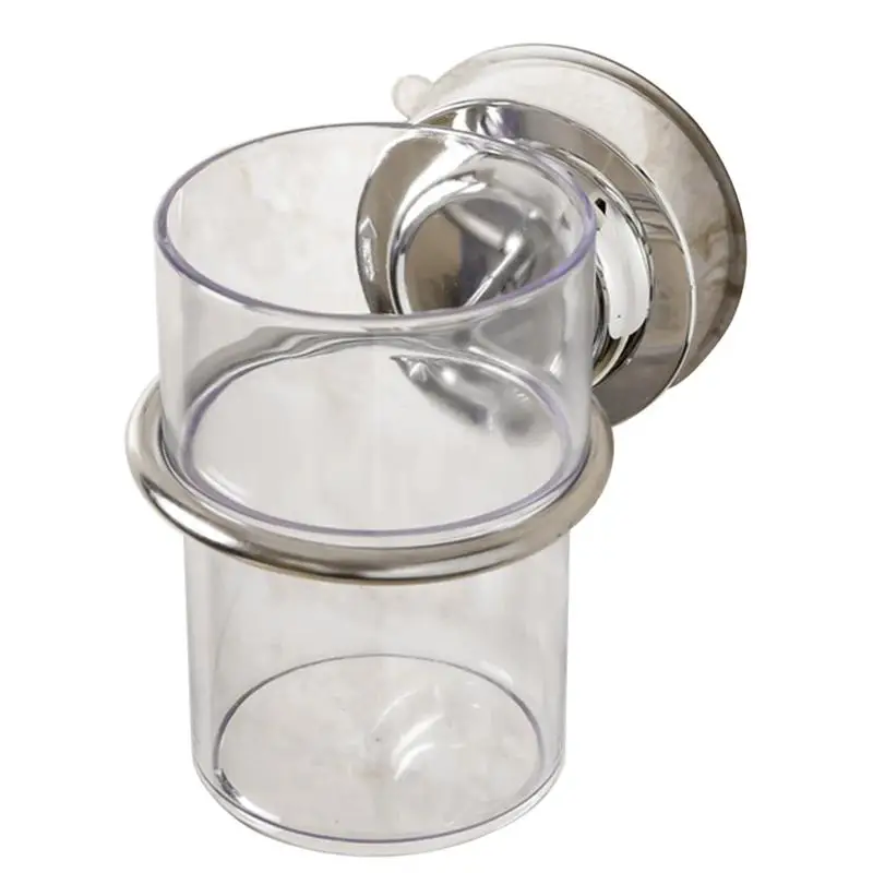 

1PC Holder Gargle Cup Toothpaste Plastic Stainless Steel Easy to fix Waterproof for Hotel Bathroom Home Kitchen