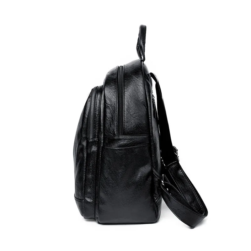 Новое поступление, черный кожаный рюкзак высокого качества, женская школьная сумка большой емкости, Женская Повседневная сумка, одноцветные дорожные сумки Mochila
