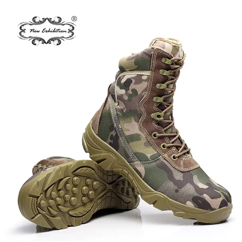 

New exhibition camouflage men military boots Python pattern tactical combat boots outdoor mens Work shoes bot botines hombre L45