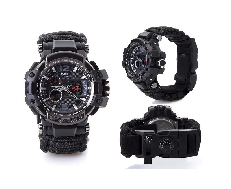 Relógio de Sobrevivência ao ar Multifuncional à Prova Livre Dwaterproof Água Militar Tático Paracord Pulseira Acampamento Caminhadas Engrenagem Emergência Edc 14 à prova dwaterproof água militar tático paracord