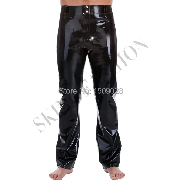 

Free shipping !! Men latex pants rubber jeans With Front & Back Pockets