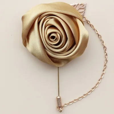Цветок нагрудный знак брошь модельер ручной Для мужчин Твердые розы нагрудный знак брошь для мужской костюм аксессуары - Окраска металла: Khaki Gold