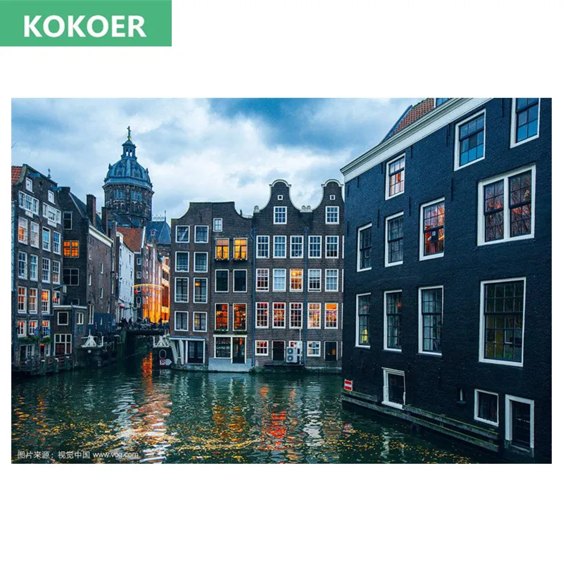 

new kokoer full square diamond 5D DIY diamond painting Amsterdam scenery diamond embroidery Cross Stitch Rhinestone decoration