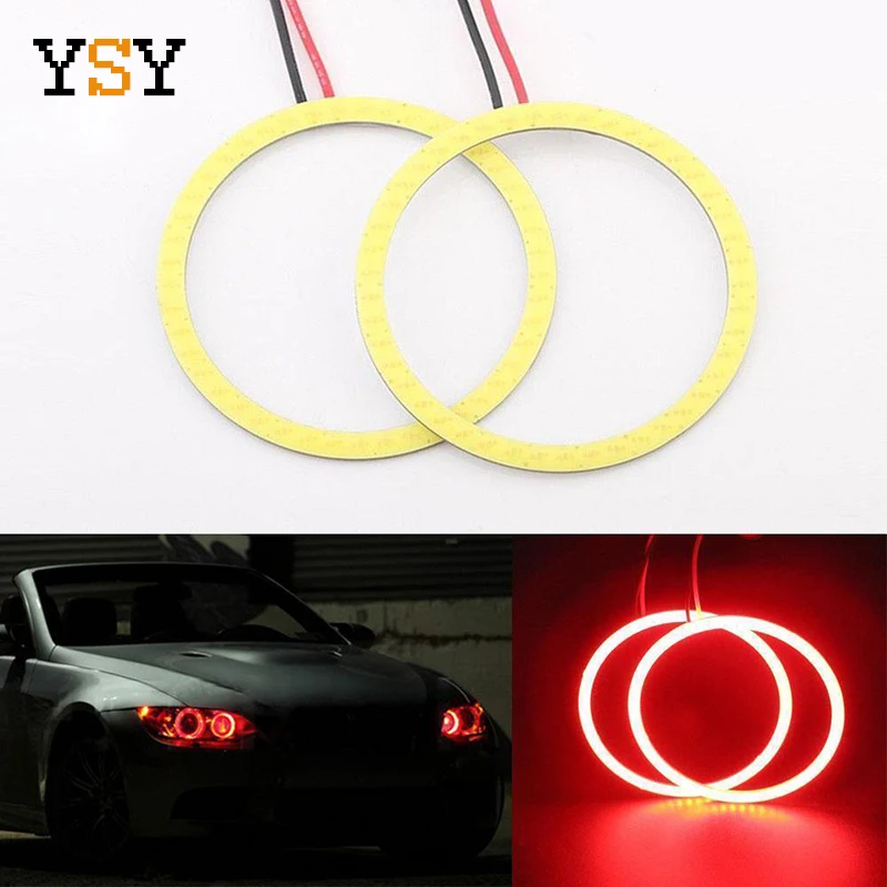 

2Pcs(1pair) COB Angel Eye Auto Halo Rings 70MM 12V 24V Headlight 60 SMD Car Angel Eyes Motorcycle 9-30V White Red Yellow Blue