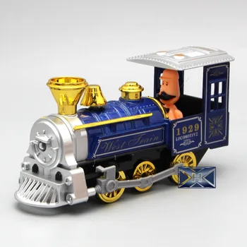 

The old steam locomotive model alloy toy for children toy train with sound-light warrior wholesale
