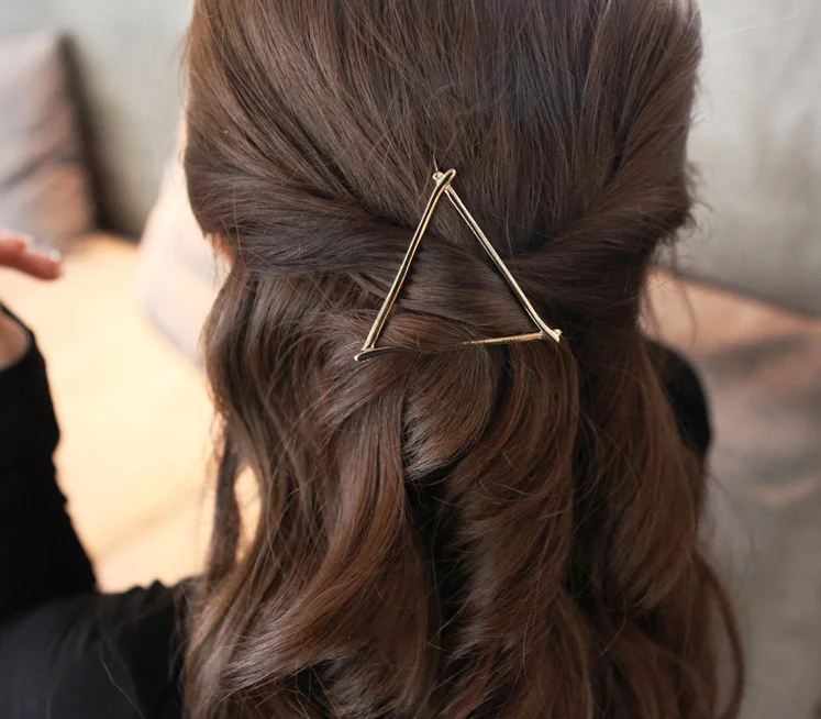 Woman Hair Accessories Triangle Star Hair Clip Pin Metal Geometric Alloy Hairband Moon Circle Hairgrip Barrette Girls Holder