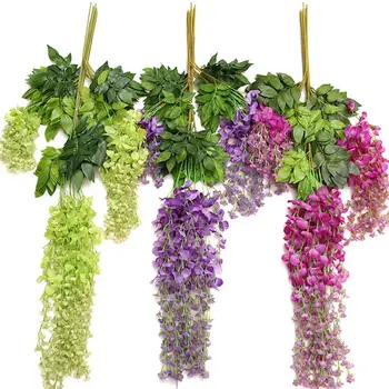 

HobbyLane Simulate Plastic Flower Rattan Elegant Fence Hanging Pendent Wedding Party Wall Decoration