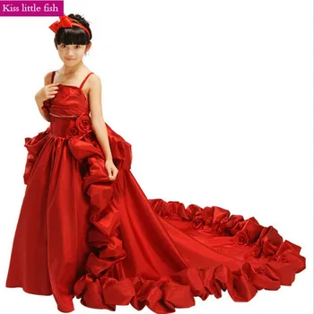 

Free shipping High quailty 2018 first communion dresses Pageant dresses for little girls Elegant long tail 2-14 age