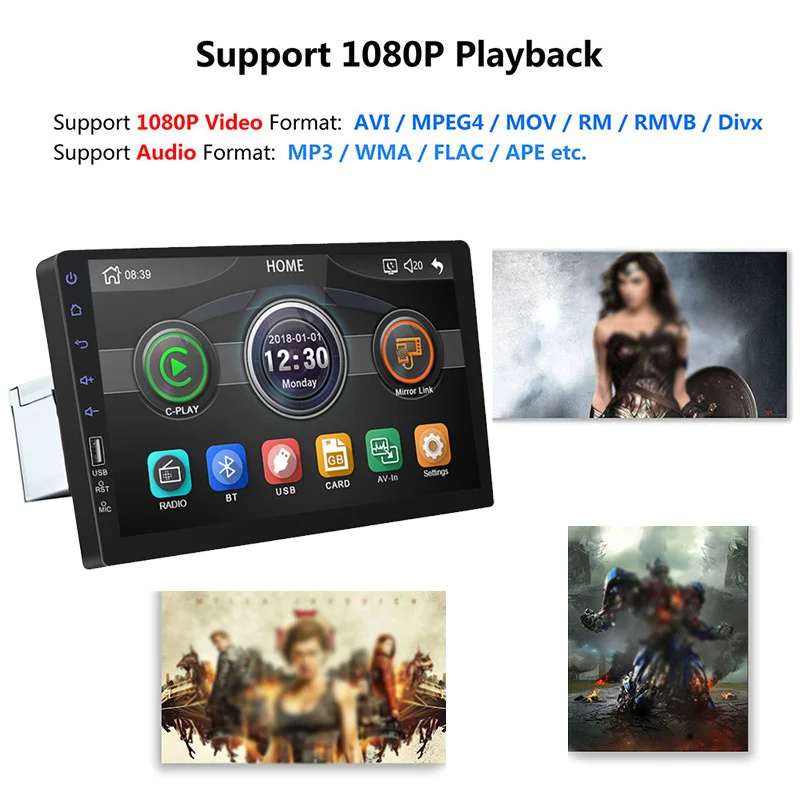 

1DIN MP5 Player 9inch Bluetooth/FM/USB/AUX/TF MP5 Support TF Card Auto MP5 Player Wheel Control Car MP5 Player