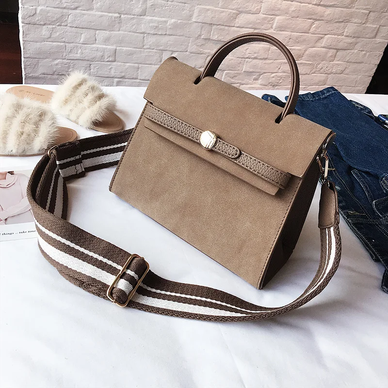 Women Messenger Bag Famous Brand Vintage Retro Women Crossbody Bag Small PU Leather Handbag Women Splicing Shoulder Bag - Цвет: Khaki