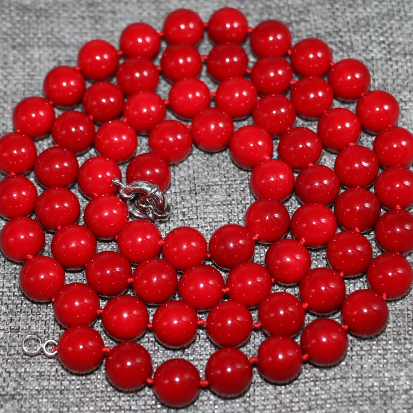 12mm high quality red artificial coral round beads necklace for women long chain women gifts free shipping jewelry 36inch B2920