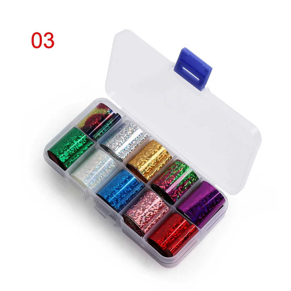 1 коробка Голографическая фольга для ногтей Набор 2,5*100 см прозрачная AB цветная Алмазная переводная наклейка маникюрные наклейки для ногтей - Цвет: 3