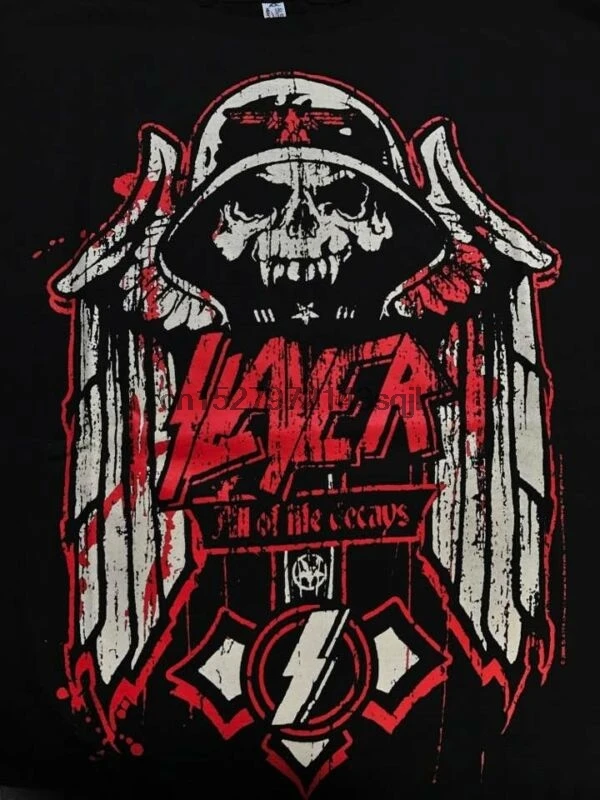 

Mans Slayer Thrash Metal Blade Punk Rock Band Black Shirt Black Hardcore Punk