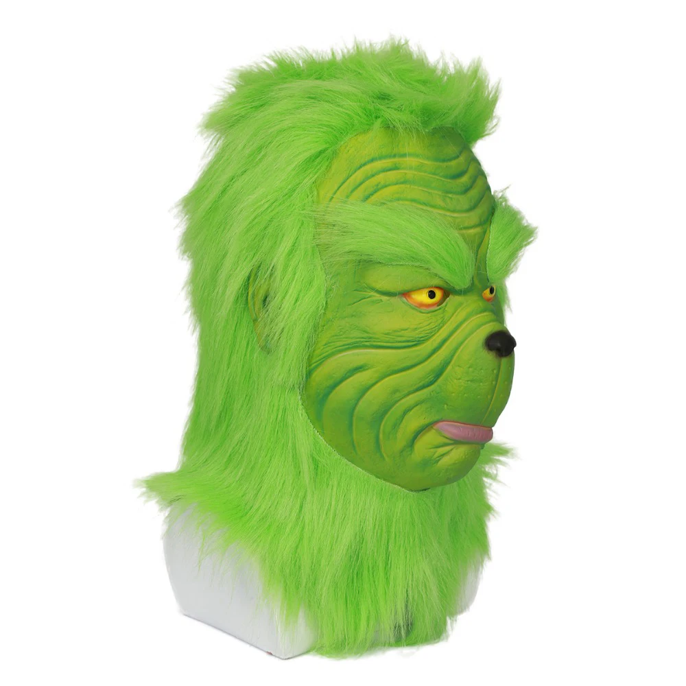 XCOSER Brand Grinch Mask Men Women Green Latex Party Cosplay Mask High Quality With Further Helmet Headgear Christmas Accessory