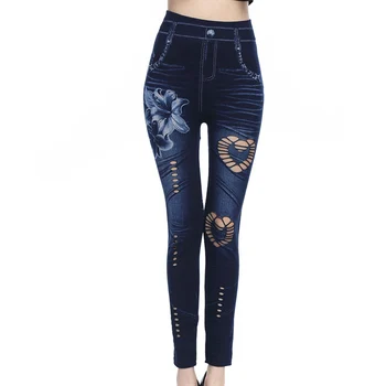

Plus Size Hot Jeans For Women Denim Pants High Waist Leggings Heigh Quality Female Print ankle-length Slim High Street Fitness