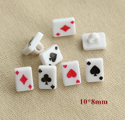 

40pcs/lot Size:10mm Poker design plastic buttons,shank button for sewing scrapbooking diy buttons(ss-708)