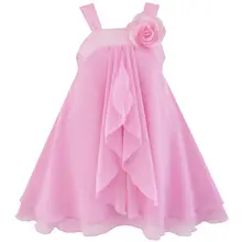 Sunny Fashion платья для девочек платье Онлайн Недоуздок Цветок Многослойный Шифон
