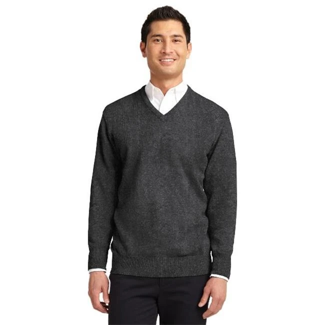 Port Authority SW300 Mens Value V-Neck Sweater Charcoal Grey - 4XL