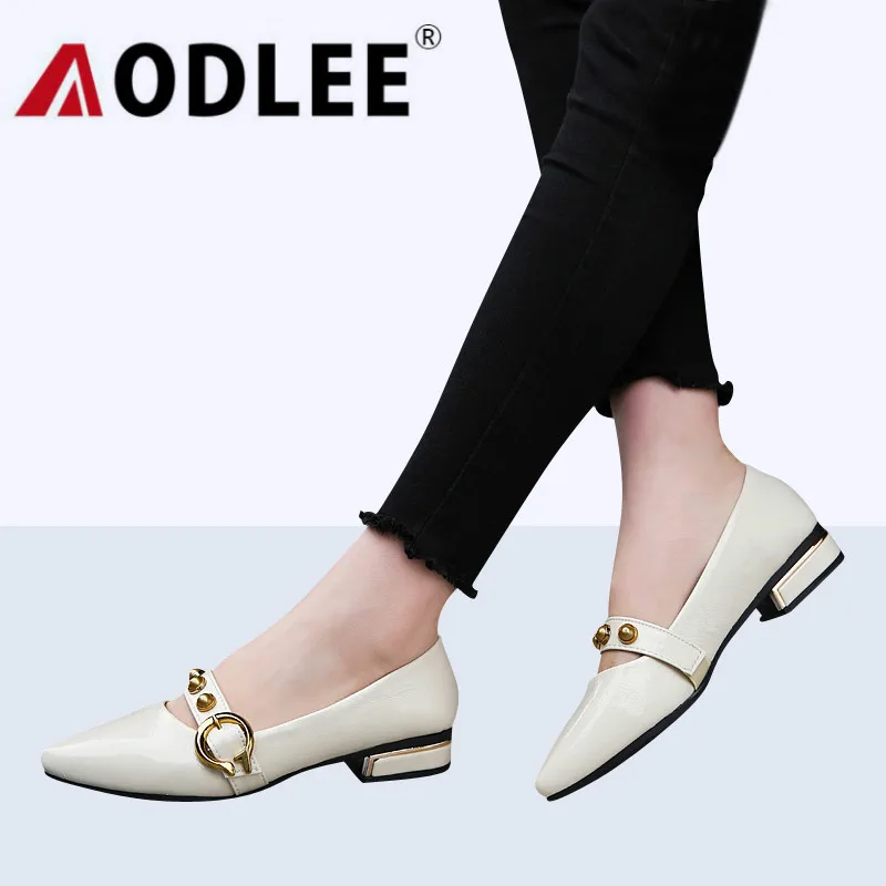 

AODLEE Fashion Spring Ladies Shoes Flat Shoes Women Shoes Comfortable Pointed Toe Leather Woman Sexy Wedding Shoes Zapatos Mujer
