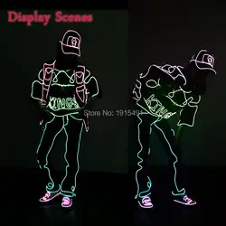 Hipster сувениры EL каната хип-хоп танцор King Костюмы анонимный костюм светящиеся фестиваль Декор неоновые светодиодные лампы световой костюм